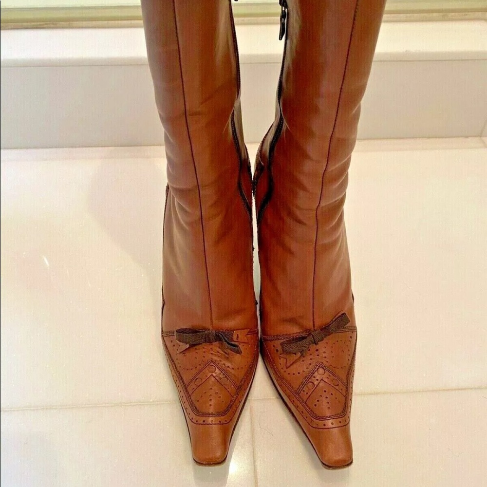 Prada Women’s Mid Calf Brown Leather Boots 36.5